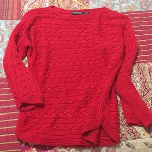 Ralph Lauren Red Cable Knit Sweater